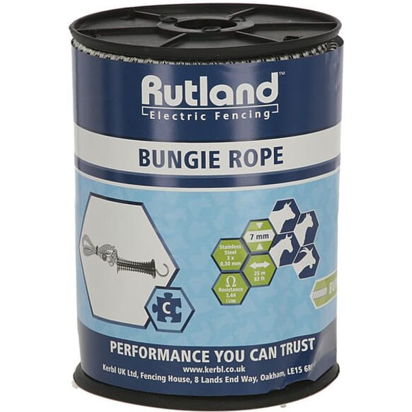 Rutland Bungie rope diameter 7mm white/black 25m 486890RUT