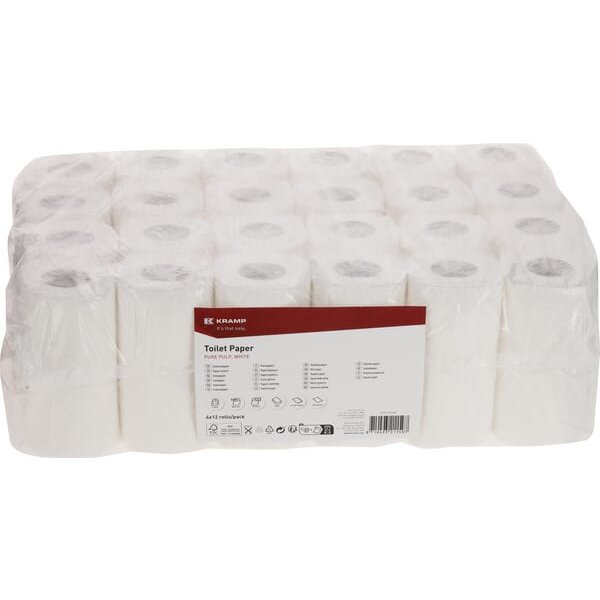 Kramp Toilet paper, white roll, 10cm x 28m, 2ply, outer diameter 100mm, embossed, 48 rolls CP21101KR