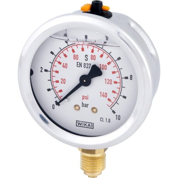 WIKA Glycerine pressure gauge 63 mm 10 bar, bottom mount B711W063010D