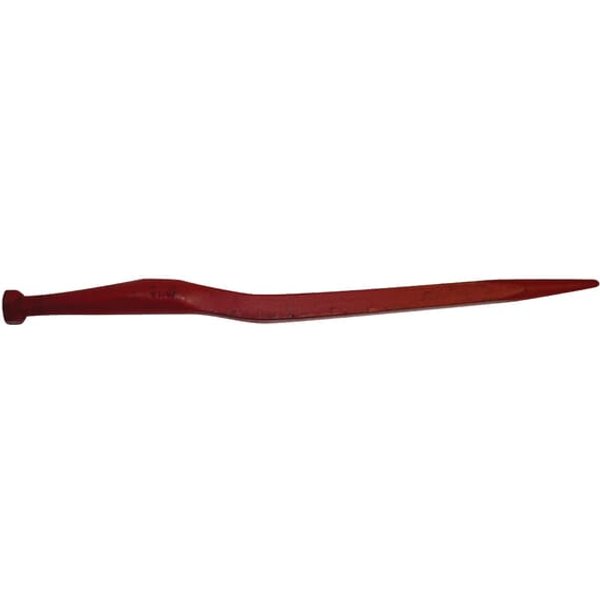 SHW Silage tine, cranked: 38mm square section 36x600mm, pointed tip with M22x1.5mm nut, red, FT70
