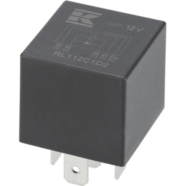 Kramp Mini relay 12V, changeover, 30A/40A, diode, without holder RL112C1D2