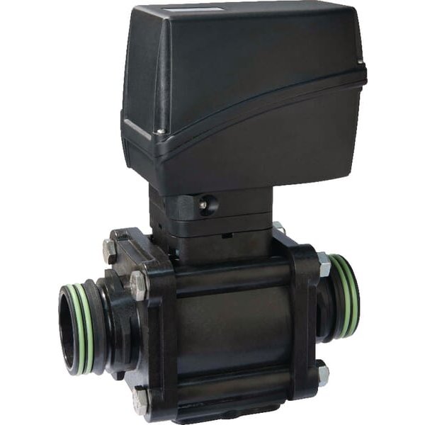 Arag Electric 3 Way ball valve with bottom inlet and T6 fork coupling 853T25S66