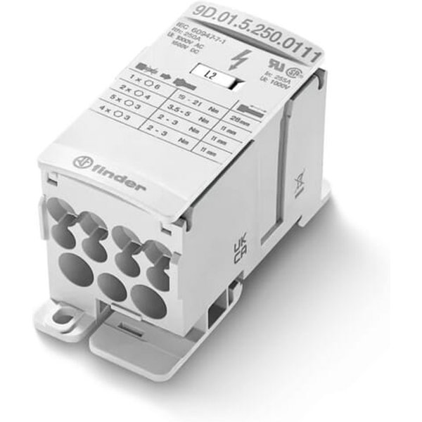 Finder High current terminal block 250A 1 input/11 outputs 9D0152500111