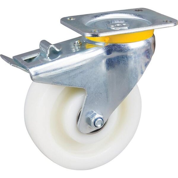 Tente Caster wheel swivel, polyamide wheel: diameter 160x50mm, with brake, plate fitting: 137x105mm Load: 800kg, 4687TOP160P63
