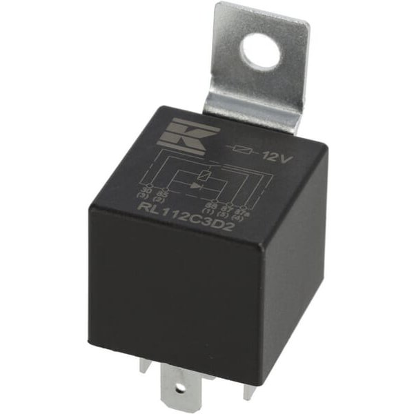 Kramp Mini relay 12V, changeover, 30A/40A, diode, with holder RL112C3D2
