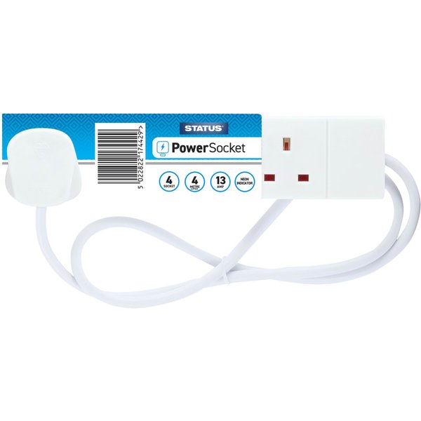 Status International Extension Lead 240V 4-Gang 13A 4m S4W4MS6