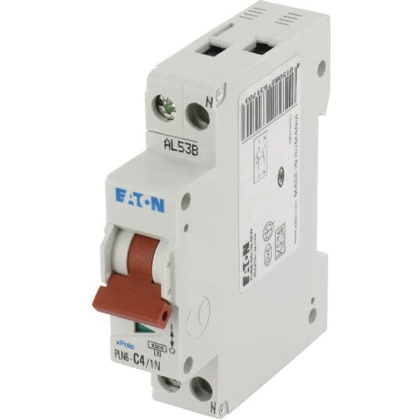 Eaton Miniature circuit breaker 4A,1P+N,C PLN6C41N