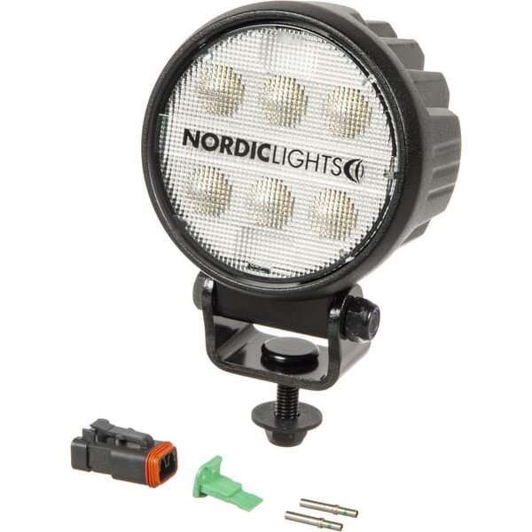 Nordic Lights Work light LED, 28W, 2800lm, round, 12/24V, white, bolt on, 93x93x122mm, Deutsch 2-pin, Wide flood, 6 LED's, Canis GO 420 by 988104B