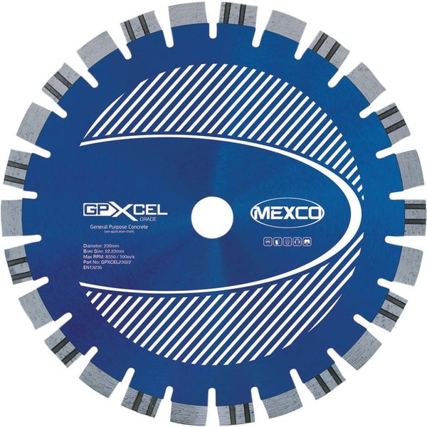 MEXCO XCEL GRADE Concrete Diamond Blade 250 x 22mm GPXCEL25025