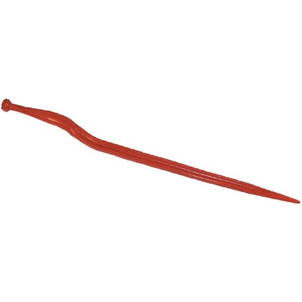 SHW Silage tine, cranked: 58mm double T section 36x820mm, pointed tip with M20x1.5mm nut, red, FT15