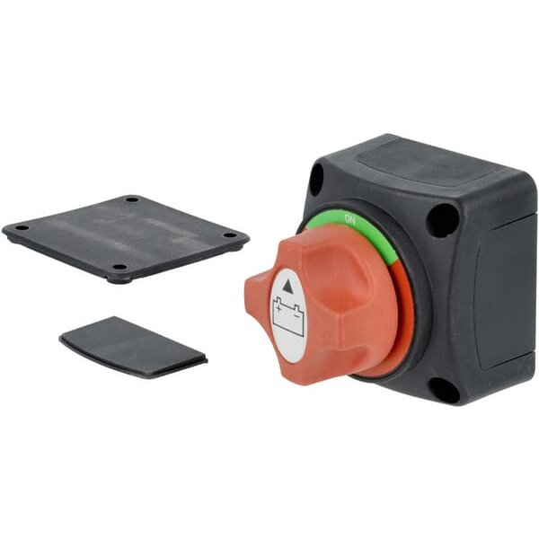 Kramp Battery switch square, black, M10, 12/24V, 300A/1,000A (5sec), IP54 SW10006KR