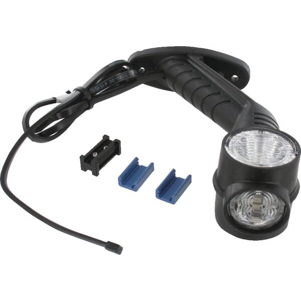 Aspöck Marker light LH LED, round, 12V, red/white/orange, bolt on DC plug, 313309007