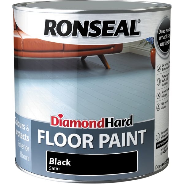 Ronseal Diamond Hard Floor Paint Satin Black 2.5 L 36628