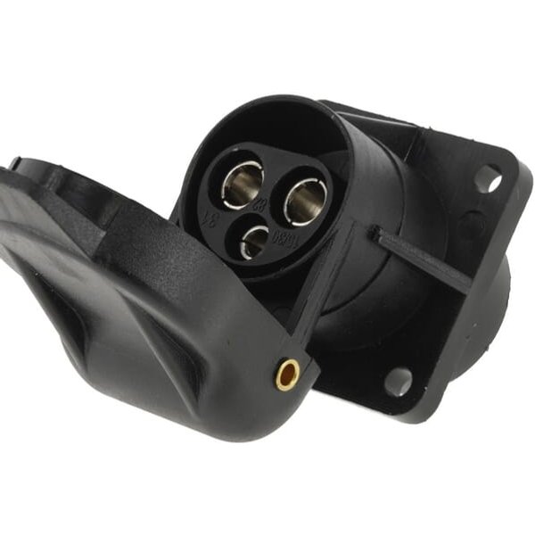 Kramp Socket 3-pin, plastic, 12/24V, blade terminals, 4 bolts fixing TR00014KR
