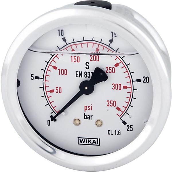 WIKA Glycerine pressure gauge 63 mm 25 bar, rear mount B711W063025T