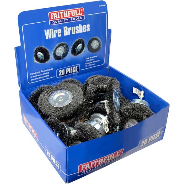 Faithfull Wire Brush Assortment 20 Piece FAIWBA20