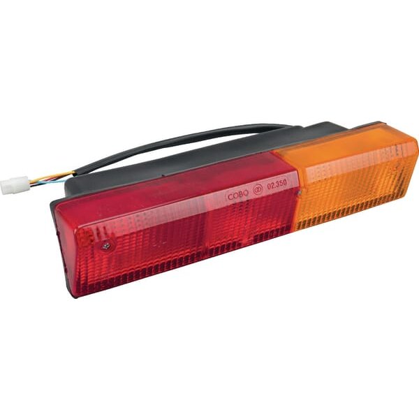 Cobo Rear light RH rectangular, red/amber, bolt on, 305x62mm AMP plug, 02747000