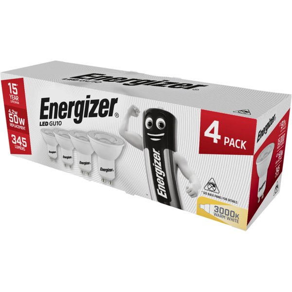 Energizer LED GU10 50° Non-Dimmable Bulb, Warm White, 4.2W S14425