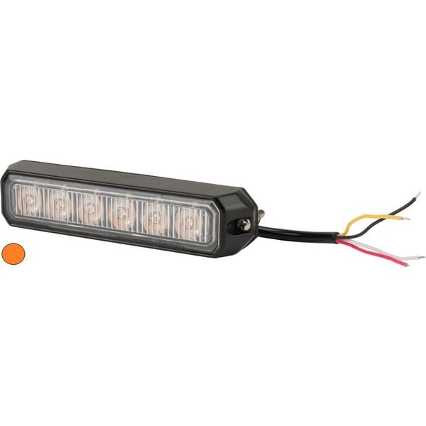 Kramp Warning light LED, 18W, 12-24V, amber, bolt on, 128x28x19mm, 6 LED's, LA20014