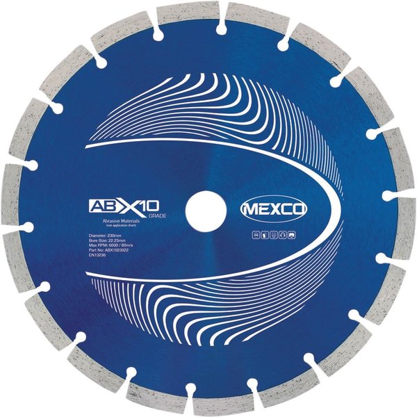 MEXCO Abrasive Materials X10 Grade Diamond Blade 230 x 22mm ABX1023022