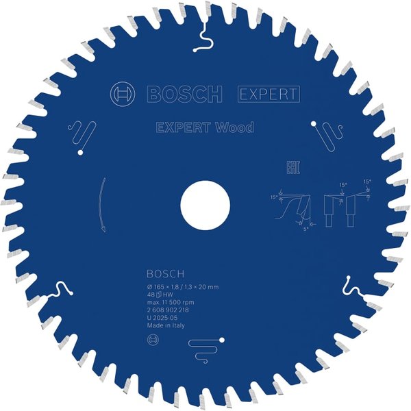 Bosch EXPERT Wood Circular Saw Blade 165 × 20mm 48T 2.608.902.218