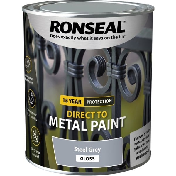 Ronseal Direct to Metal Paint Steel Grey Gloss 750ml 39204