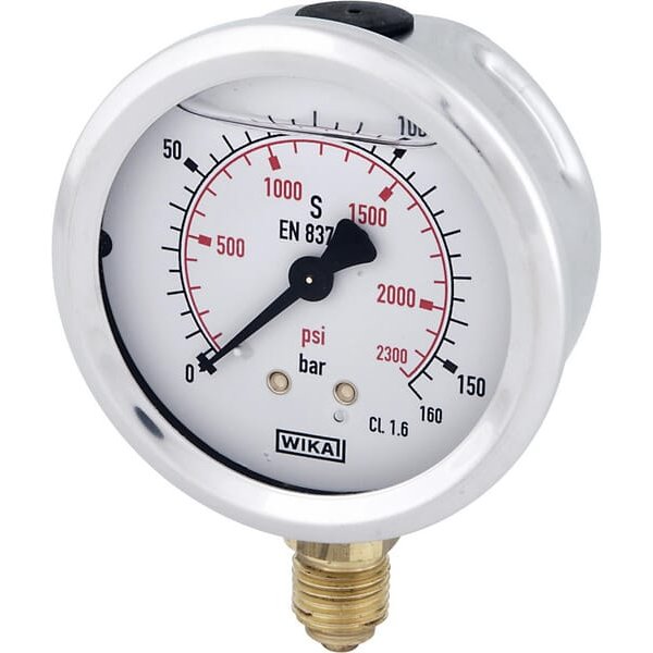 WIKA Glycerine pressure gauge 63 mm 160 bar, bottom mount B711W063160D