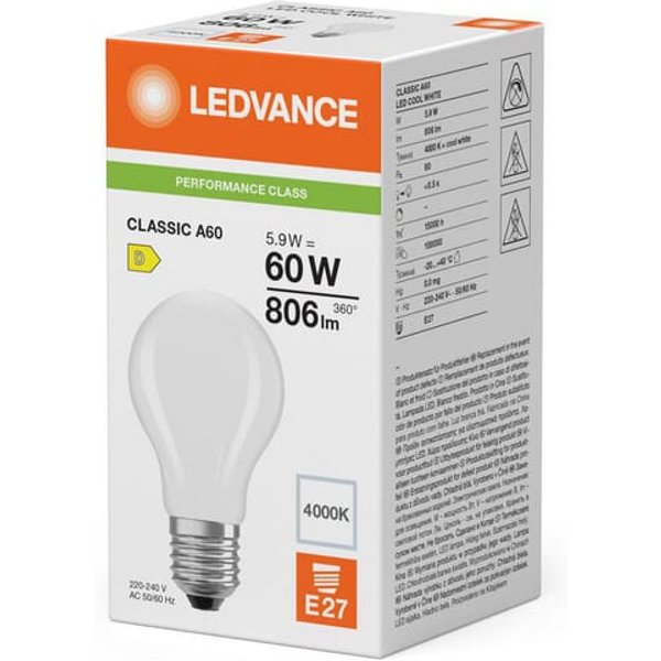 Ledvance LED lamp 5.9W 840 E27 CLA60840FG5