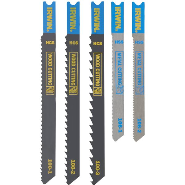IRWIN HCS/HSS U-Shank Jigsaw Blade Set, 5 Piece IW1014502