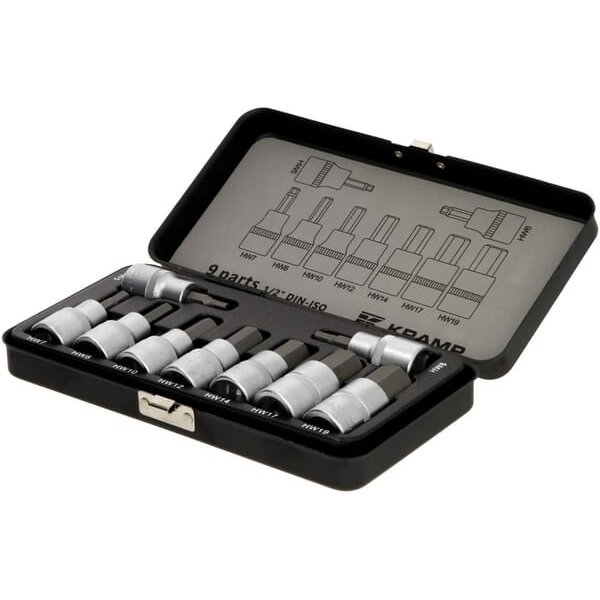 Kramp Socket set 1/2" 6-point, 9-pieces, metric 18049240092KR