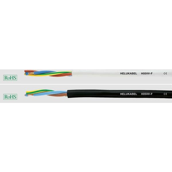 HELU Cable 3x2.5mm², white, PVC H05VVF3X25WHR050