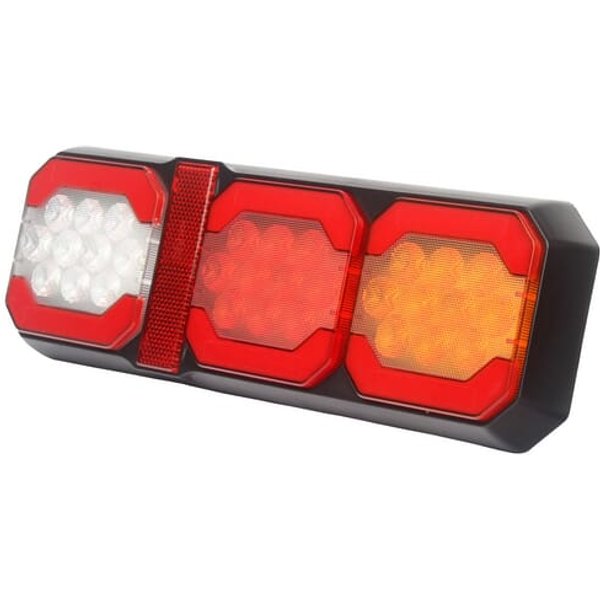 Kramp Multifunction rear light LED, 12-24V, 295x100x30mm, 1.5m cable, white/orange/red, LA40091