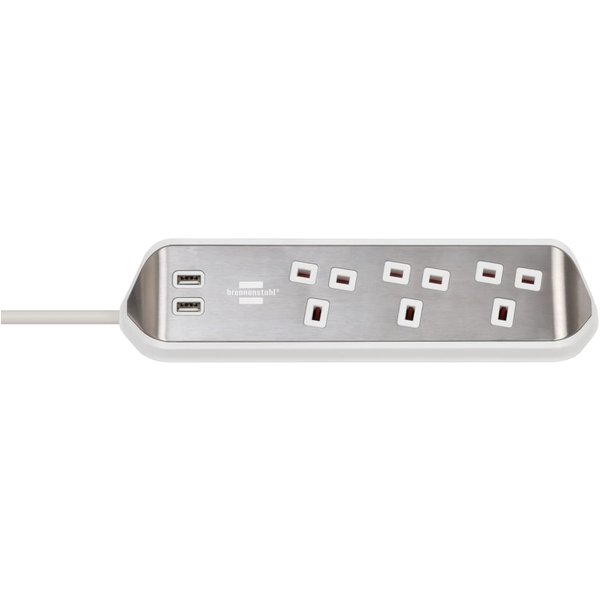 Brennenstuhl estilo Corner Extension Lead 240V 3-Gang 13A 2m 1153593420