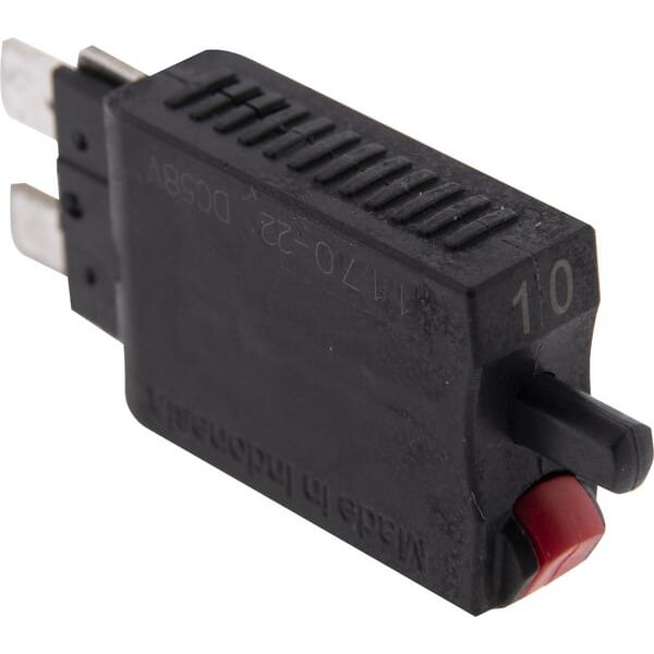 E.T.A Fuse Thermal manual reset 28V 10A Length 51.6mm red SI26010