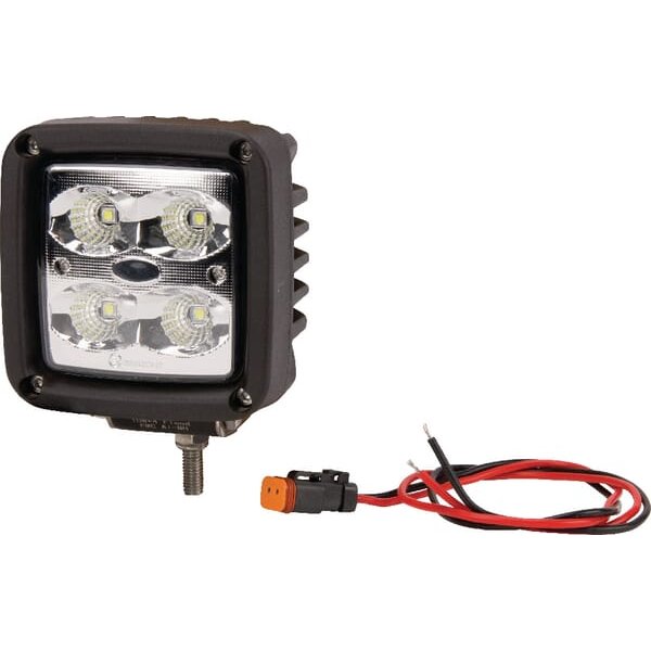 Kramp Work light LED, 40W, 4500lm, square, white, 101x74.5x98mm Deutsch plug, Wide flood, 4 LED's, LA10091