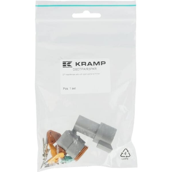 Kramp Set of DT 3 pin connectors plug male+female DSDTPAIR3PKR