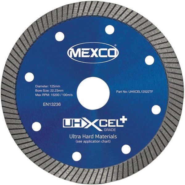 MEXCO UHXCEL+ Ultra Hard Plus Diamond Blade 125 x 22mm UHXCEL12522TF