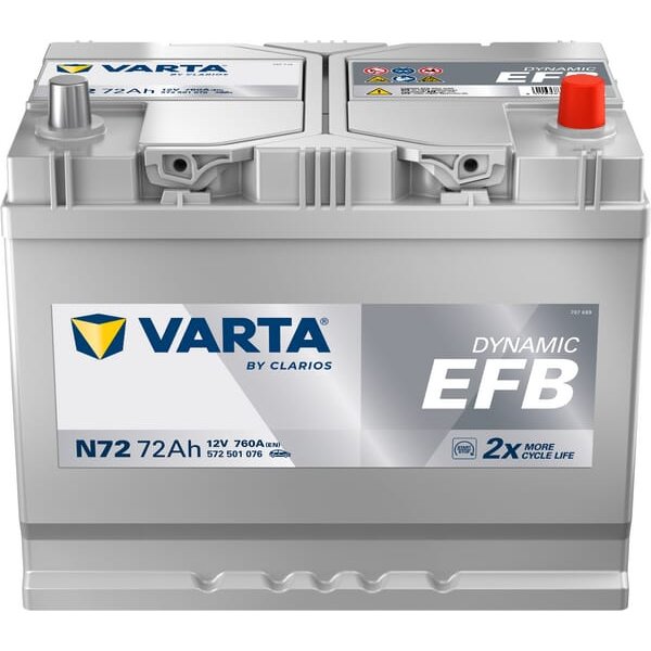 VARTA Battery 12V 72Ah 760A N72 VARTA Dynamic EFB 572501076