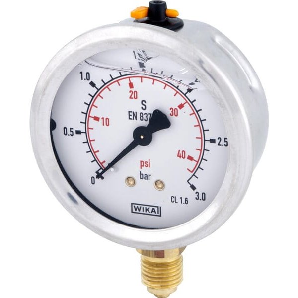 WIKA Glycerine pressure gauge 63 mm 3 bar, bottom mount B711W063003D