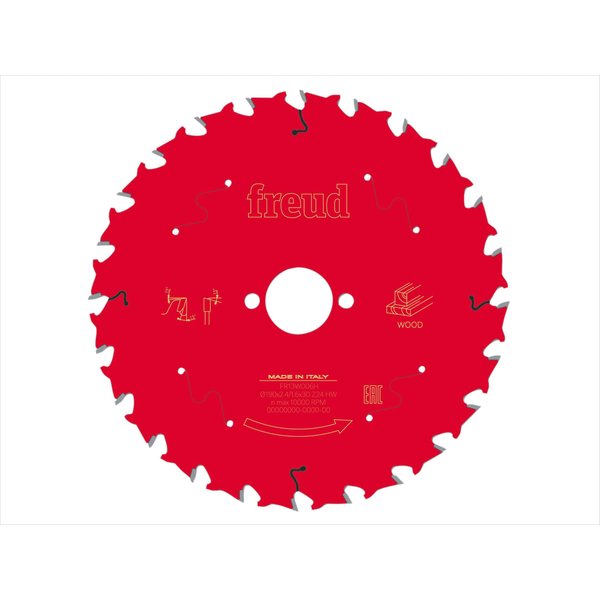Freud Wood Circular Saw Blade 190 mm x 30 mm Bore x 24T F03FS09717