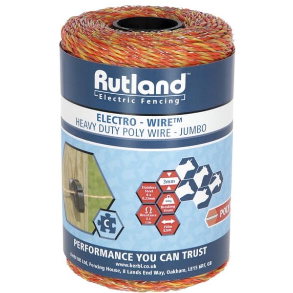 Rutland Jumbo electro wire diameter 3mm orange/yellow 250m 486186RUT