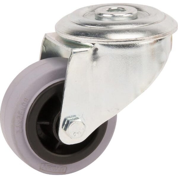 Tente Caster wheel swivel, rubber wheel: diameter 80x35mm, single bolt hole, Load: 70kg, 3470PIR080P3013