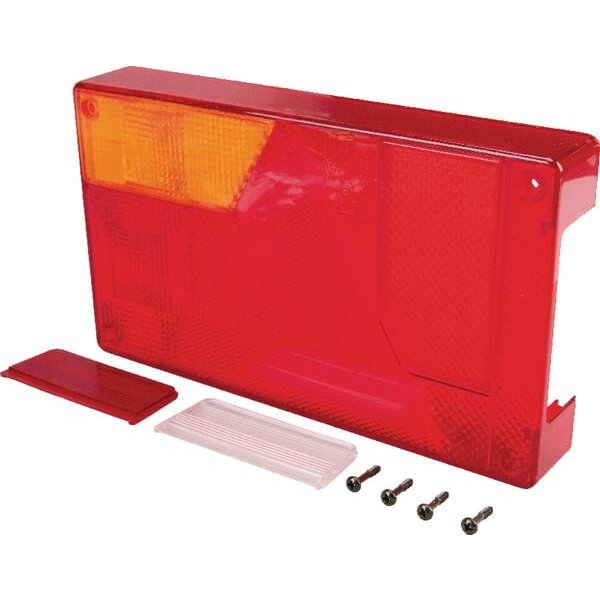 Ajba Light lens, red/transparent/amber, rectangular 235x135x35mm rear/left LA62205