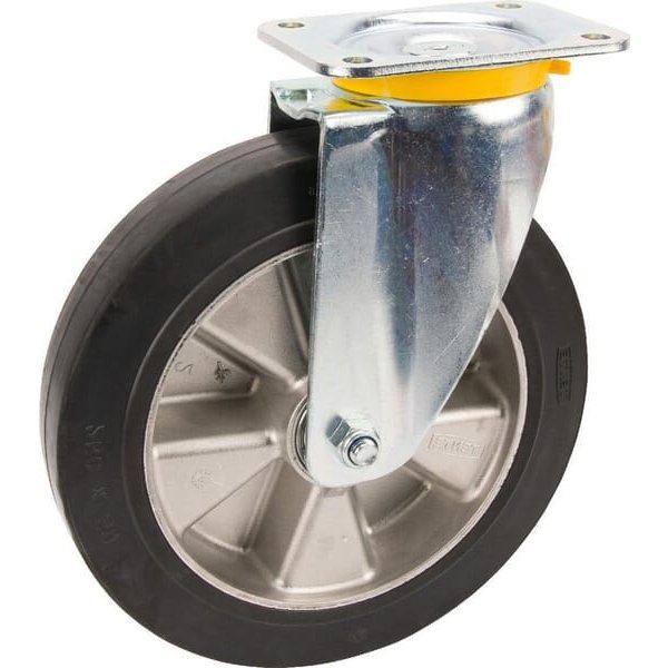 Tente Caster wheel swivel, rubber wheel: diameter 250x50mm, plate fitting: 137x105mm Load: 500kg, 4680IEP250P63