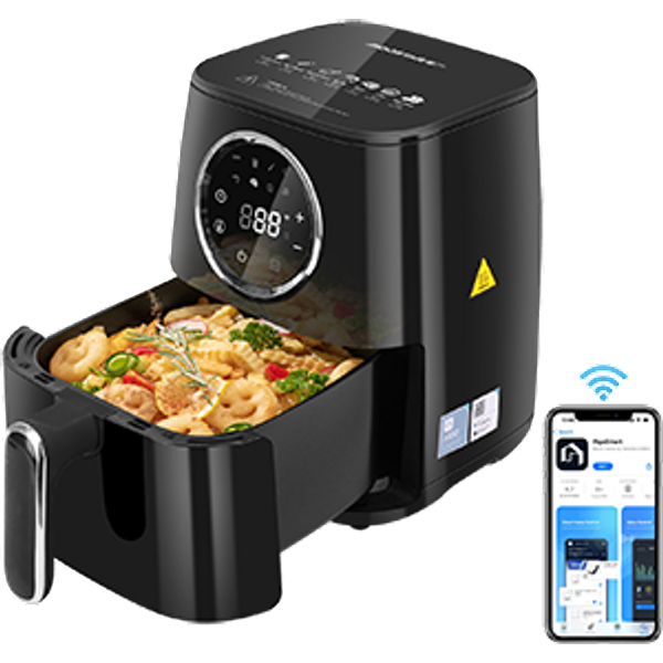 Aigostar Odin Smart - Freidora De Aire, 1400W, Inteligente Con Wifi, Capacidad De 4.5L Freidora Sin Aceite, 7 Botones De Menú Y DiseñO Diy, Completamente Libre De Bpa, Negro.-image