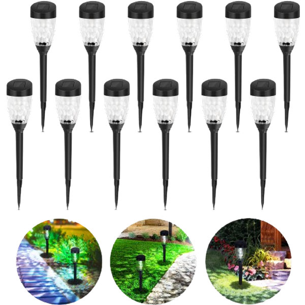 Aigostar Luces Solares JardíN 12 Pcs Lamparas Solares JardíN/Paisaje 6500K IP44 Impermeable Luces Exterior JardíN Led, Luz Solar De CéSped Para Pasillo, CéSped, Patio-image