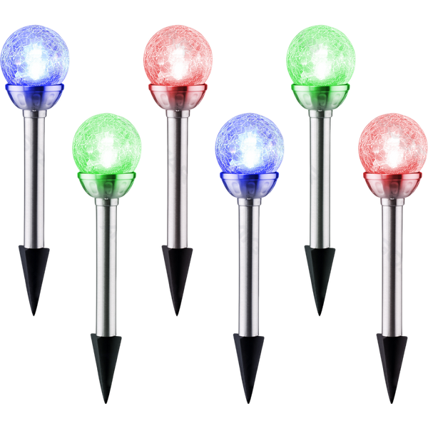 Aigostar Luces Solares JardíN 6 Pack, Rgb LáMpara Led Luz Solar Exterior. IP44 Acero Inoxidable Luces Solares Para Exterior Jardin, Para Patio CéSped Pasillo Terraza Sin Cables, L80*W80*H358Mm-image