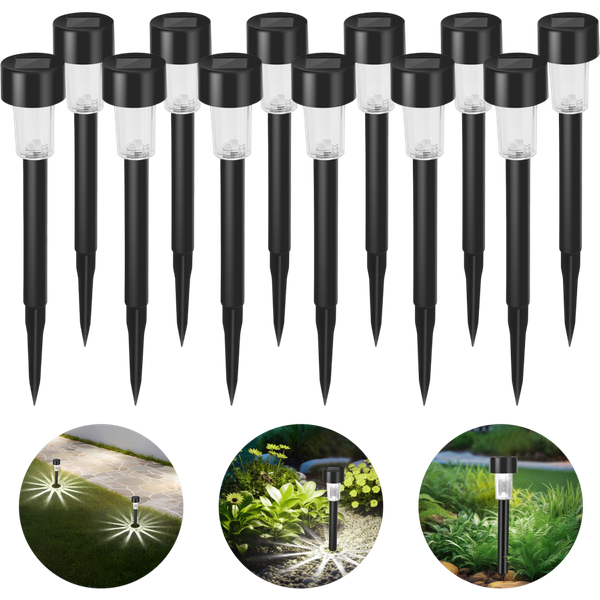Aigostar Luces Solares JardíN 12 Pcs Lamparas Solares JardíN/Paisaje 6500K IP44 Impermeable, Luz Solar De CéSped Para Pasillo, CéSped, Patio-image