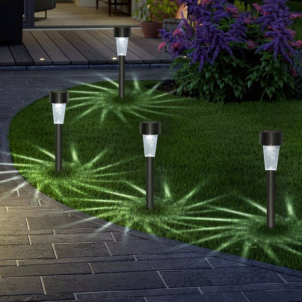 Aigostar- Luces Solares Led Exterior Jardin, Luz FríA 6500K, IP44 Impermeable, Luz Solar De CéSped Exterior Jardin Para Terraza, Patio, Pasillo. 12 Uds-image