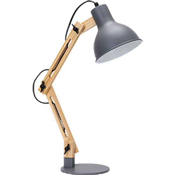 Aigostar LáMpara De Escritorio Retro Con Brazo Articulado Giratorio, Flexo Escritorio Vintage E27, LáMpara De Mesa Ajustable De Madera Para Oficina, Sala, Estudio Y Dormitorio - Gris-image